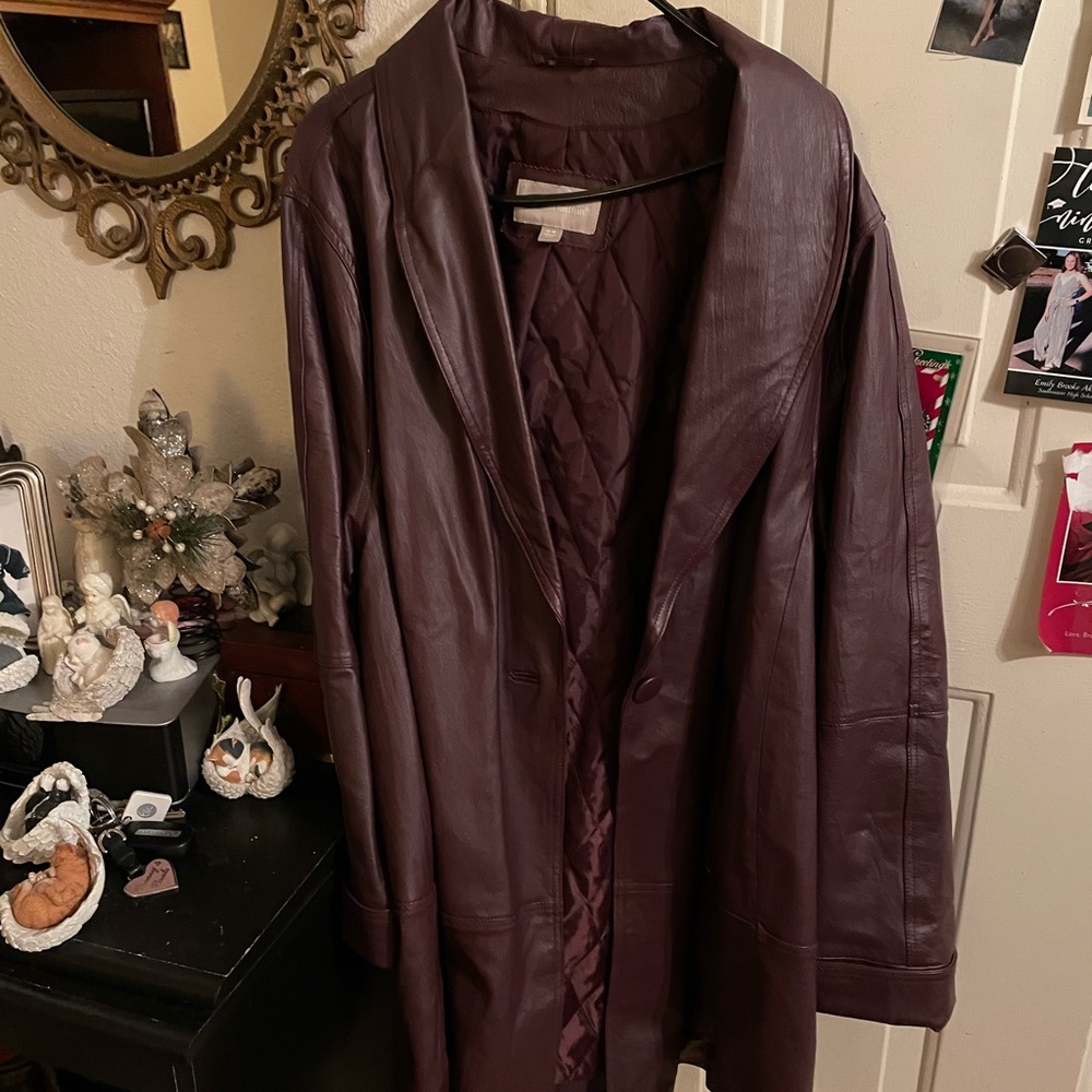 Mulberry colored leather coat
